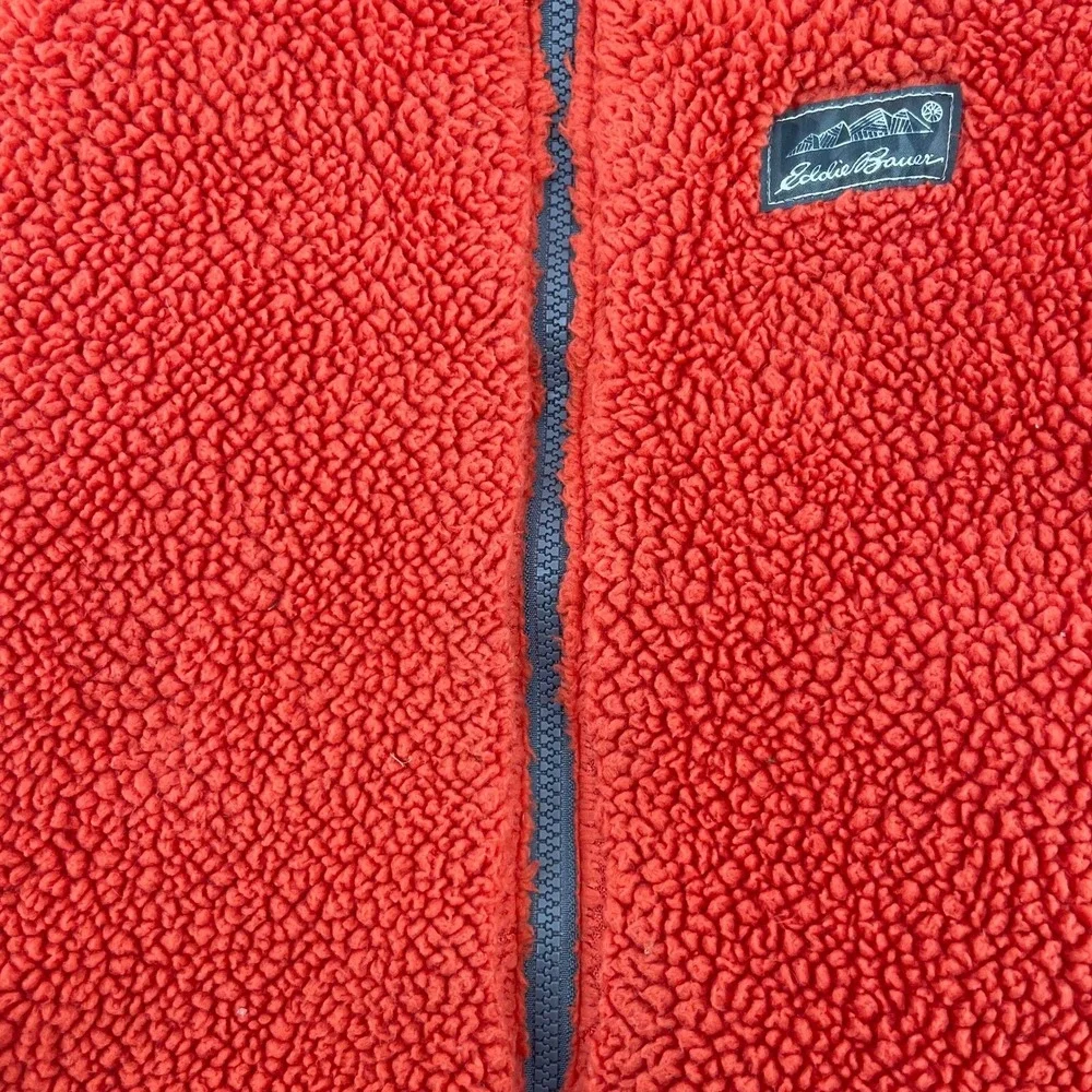 Eddie Bauer Reversible Fleece‎ Puffer Jacket Hooded Orange Gray Kids S
